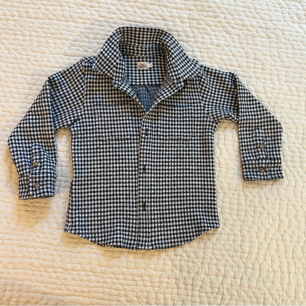 Faherty Legend Sweater Shirt in Black/White Gingham, boys 6